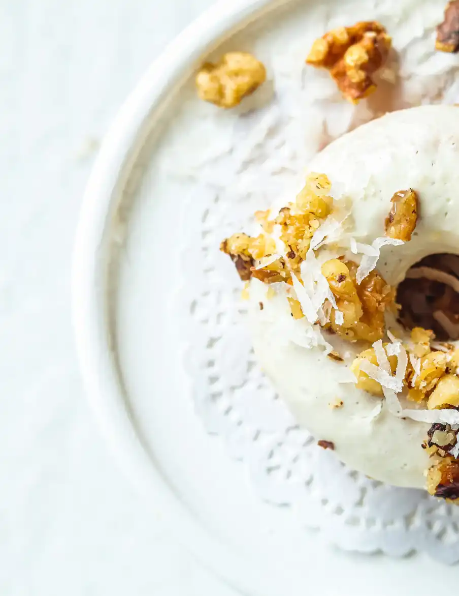 Croissant strewn with coconut and nuts